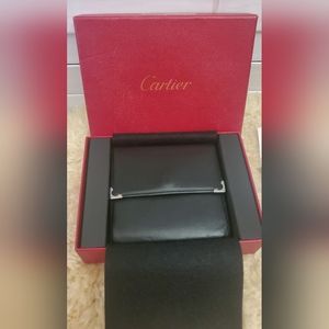 SOLD. Authentic Cartier Unisex Leather Card Holder Black Wallet